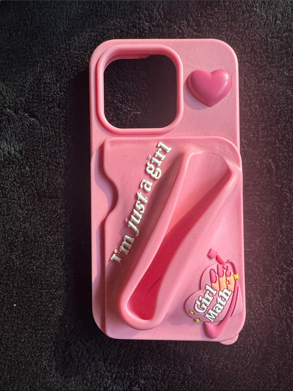 Pink 'I'm Just a Girl' Phone Case with Heart Accent for iPhone 15 pro max